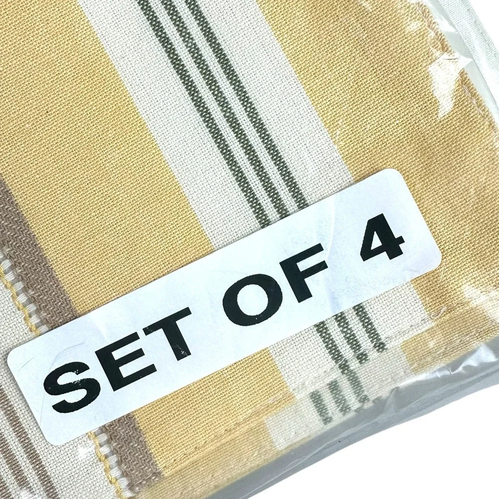 Sonoma Life & Style Cotton Placemats Set Of 4 Stripe Neutral Farmhouse NEW Kohls